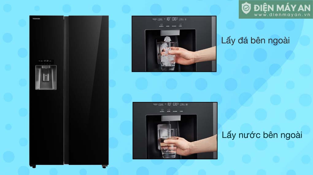 Tủ Lạnh Toshiba Inverter 568 Lít Side By Side GR-RS755WIA-PGV(22)-XK - lấy nước và đá ngoài